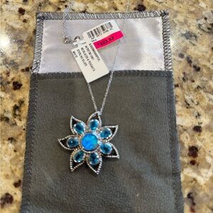 Blue Flower Pendant Necklace Sterling Silver Richline Jewelry NWT